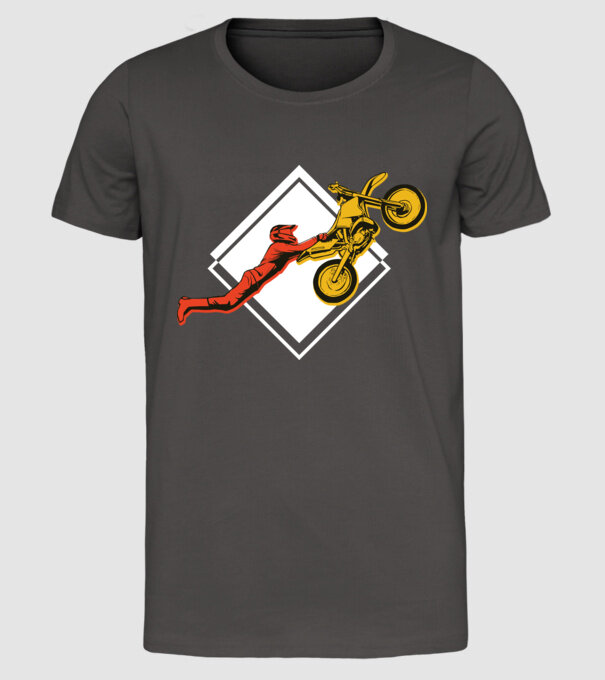 Săritură motocicletă model gri închis pe tricou