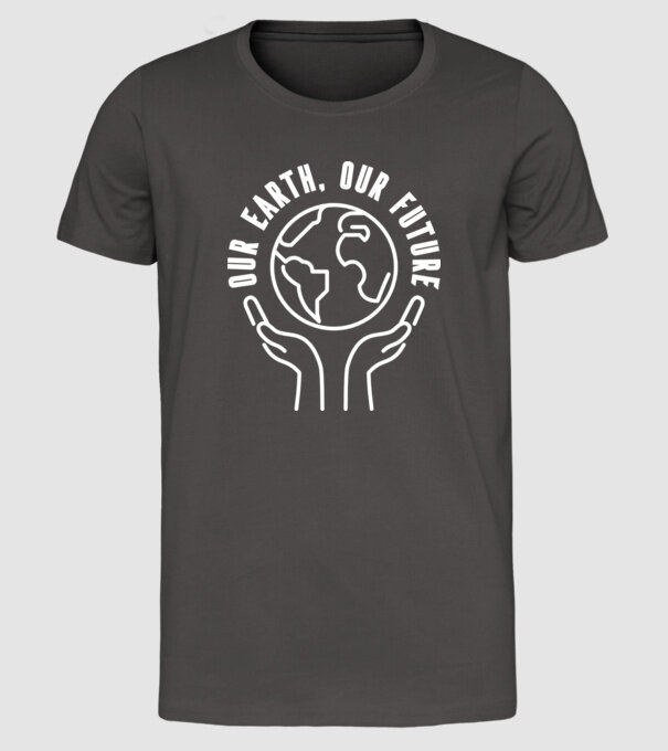 Our earth Our Future - Ziua Pământului model gri închis pe tricou