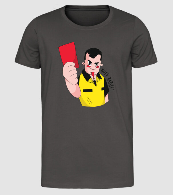 Cartonaș roșu model gri închis pe tricou