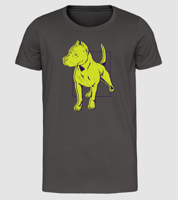 Câine Pitbull model gri închis pe tricou