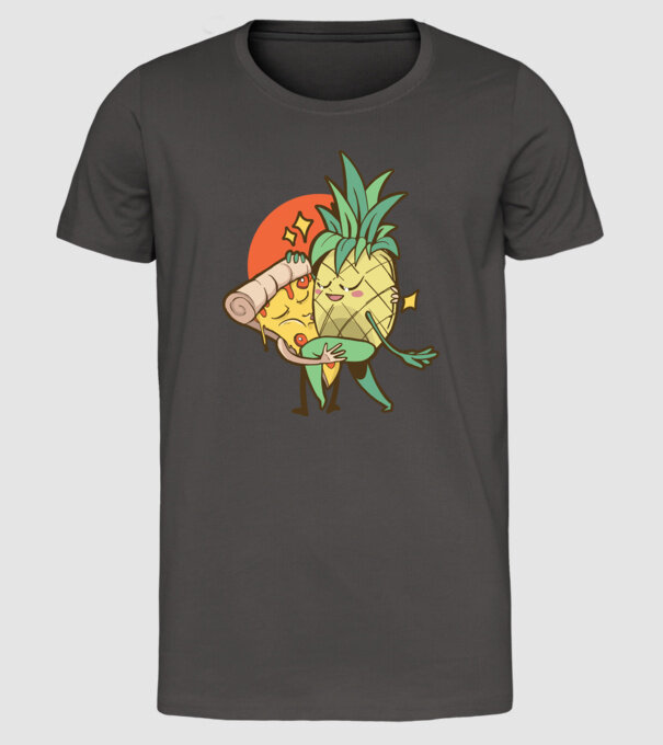 Pizza Ananas Dans model gri închis pe tricou
