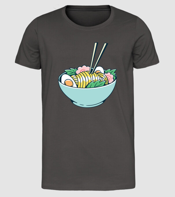 Paste Ramen model gri închis pe tricou