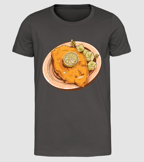 Șnițel vienez Wiener Schnitzel model gri închis pe tricou