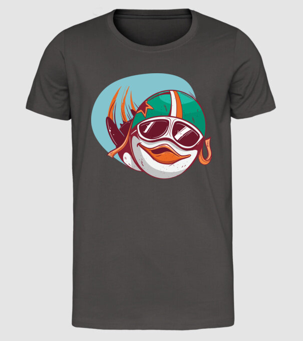 Pinguin Zburător model gri închis pe tricou