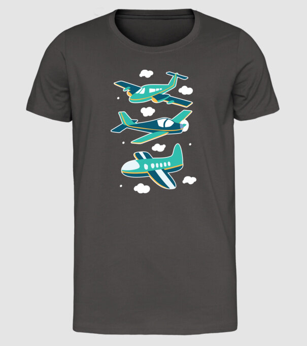Avioane model gri închis pe tricou