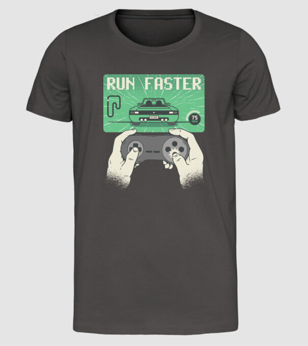 Retro gamer Outrun model gri închis pe tricou