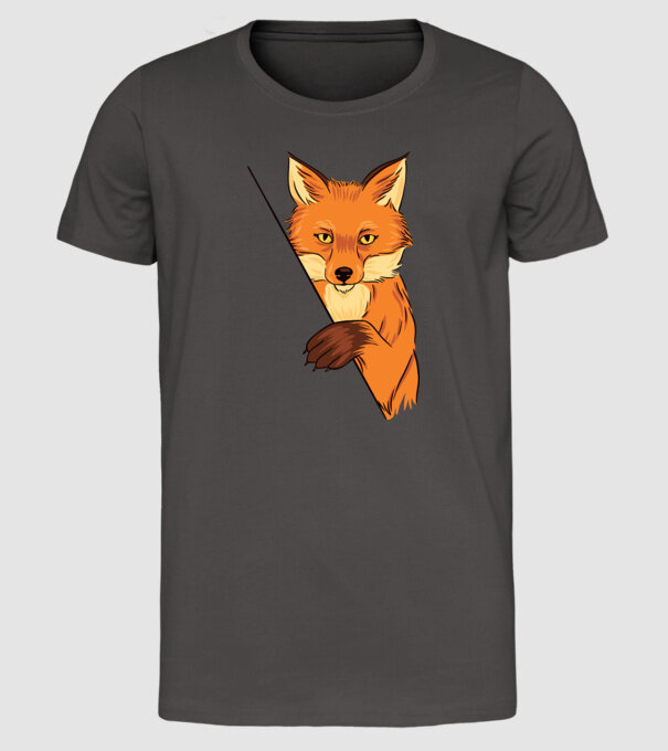 Vulpe model gri închis pe tricou