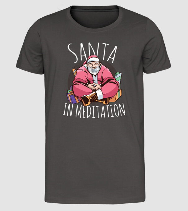 Santa Meditație model gri închis pe tricou