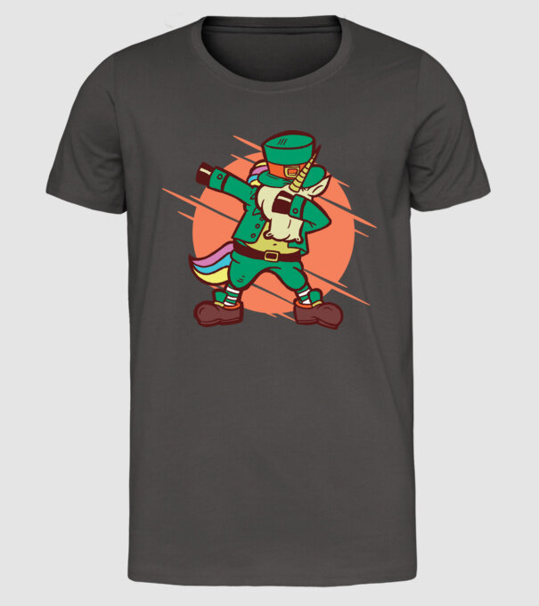 St Patrick Unicorn DAB model gri închis pe tricou