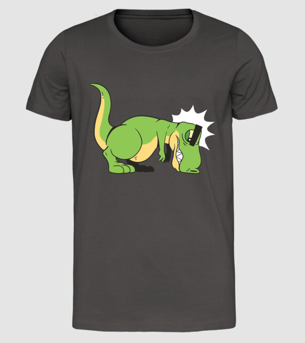 T-rex Push-up model gri închis pe tricou
