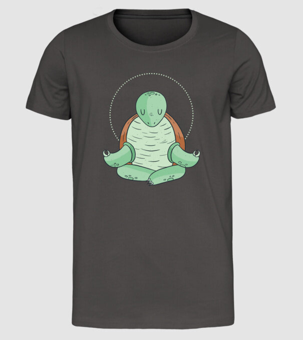 Broască țestoasă Yoga model gri închis pe tricou