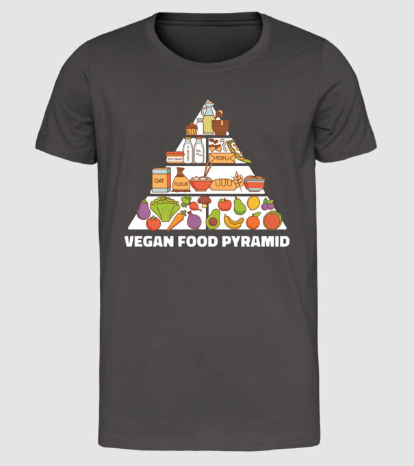 Piramidă vegan model gri închis pe tricou