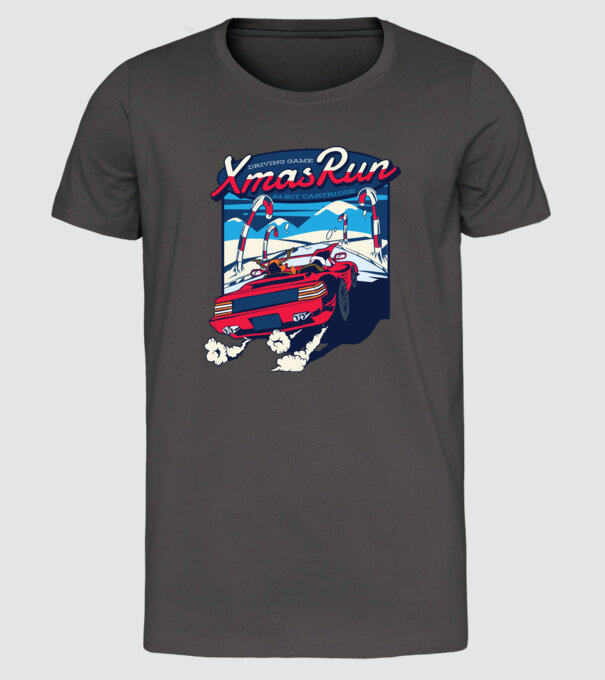 Xmas Outrun Retro Jucărie Crăciun model gri închis pe tricou