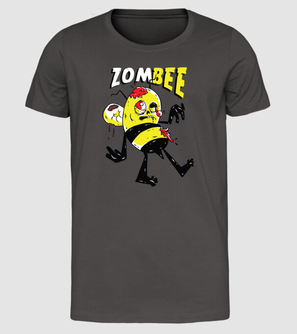 Zombee Albină Zombie model gri închis pe tricou