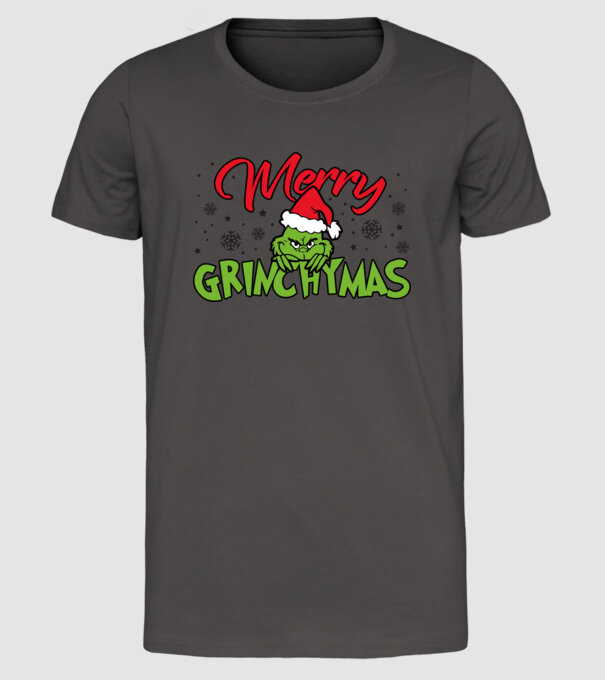 Merry Grinchymas - Grinch model gri închis pe tricou