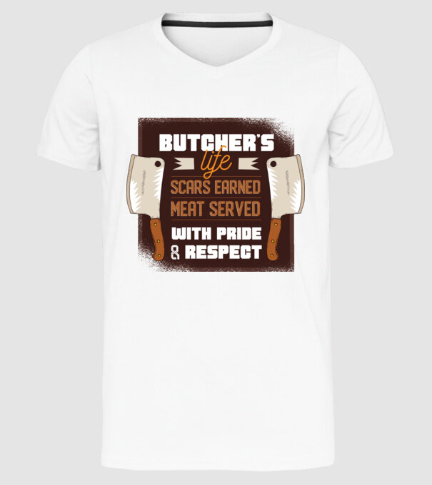Viața măcelarului model alb pe tricou