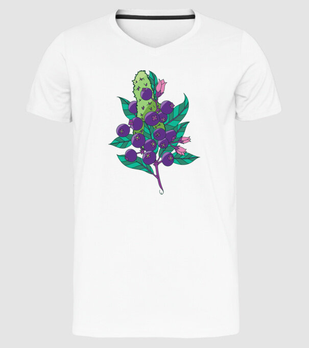 Arbust de afine model alb pe tricou