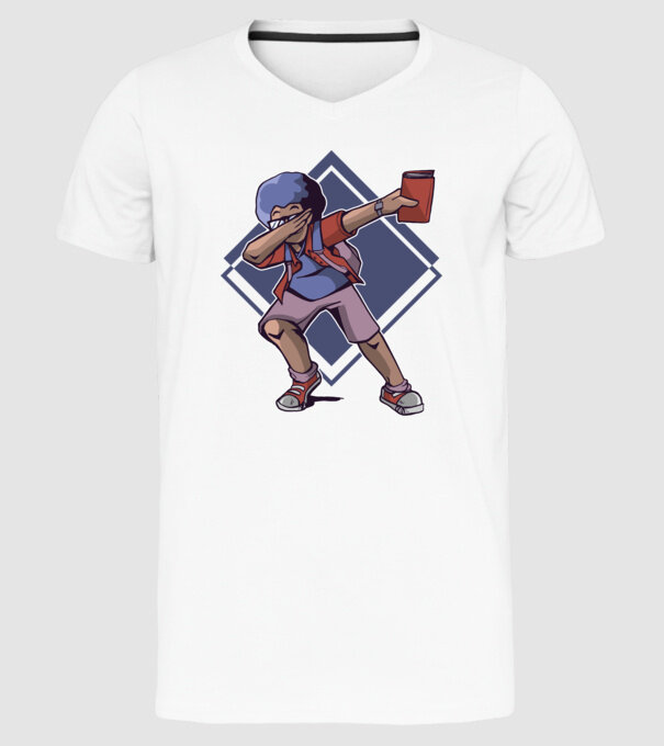 Student afro model alb pe tricou