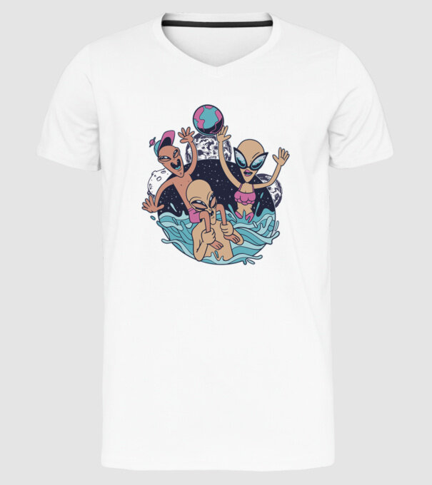 Alien Familie ștrand model alb pe tricou