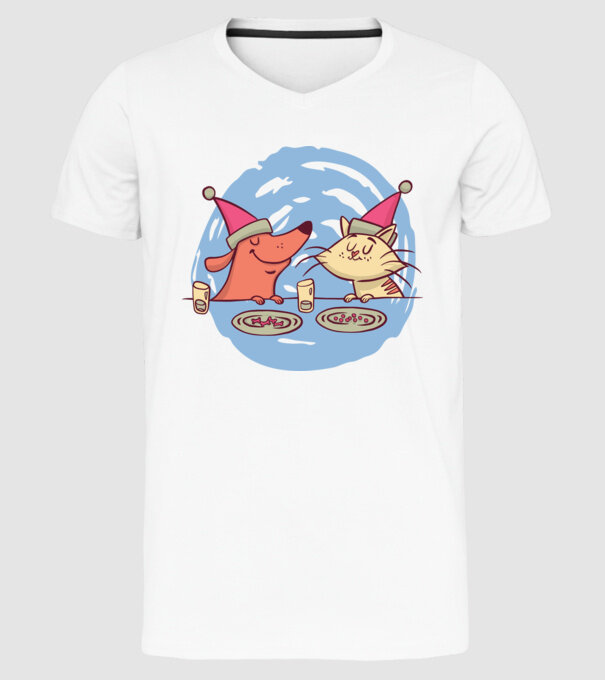 Petrecere de Crăciun animale model alb pe tricou