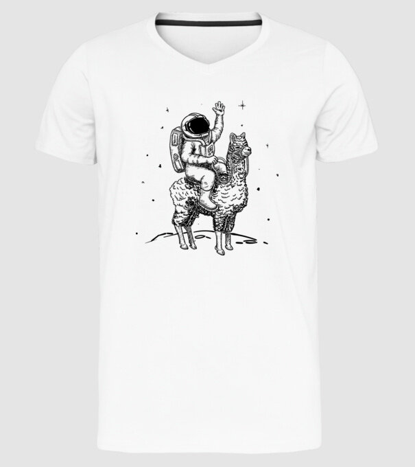 Alpaca Astronaut model alb pe tricou