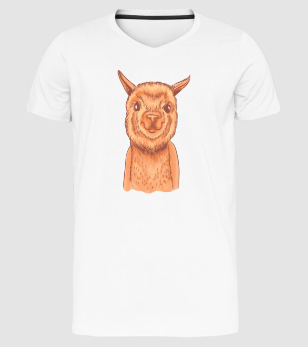Cap de Alpaca model alb pe tricou