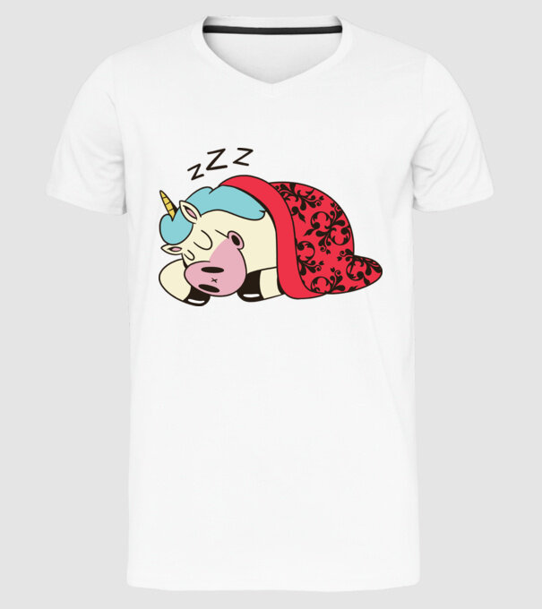 Unicorn adormit model alb pe tricou
