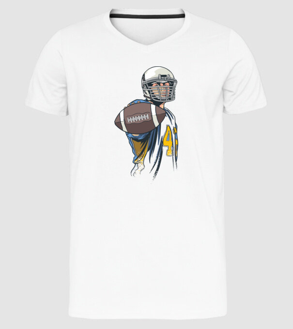Jucător de fotbal American model alb pe tricou