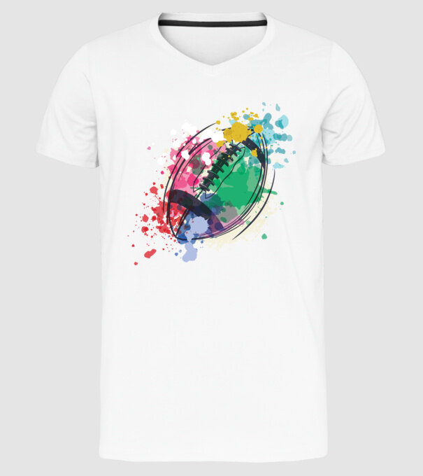 Fotbal american Acuarelă model alb pe tricou