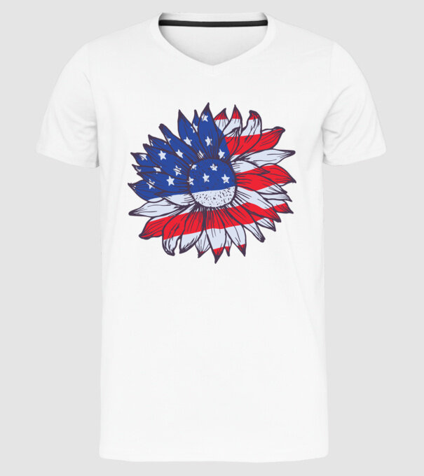 Floarea-soarelui americană Usa Sunflower model alb pe tricou
