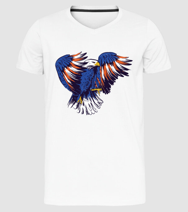 Vultur American model alb pe tricou