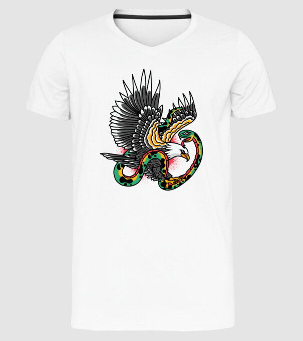 Vultur American model alb pe tricou
