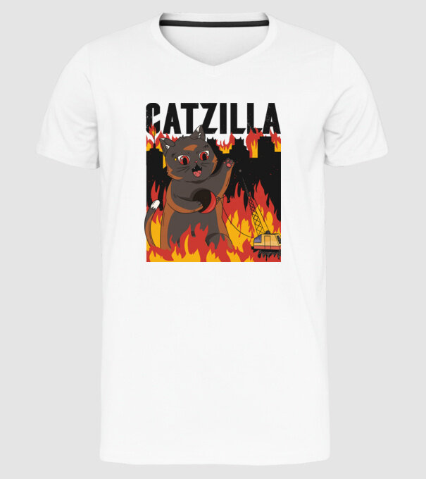 Anime Catzilla model alb pe tricou