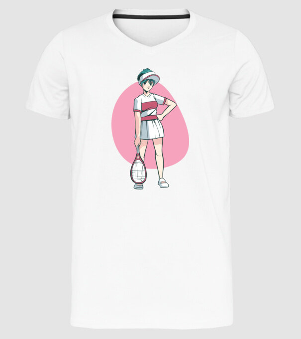 Anime Jucător de tenis fată model alb pe tricou