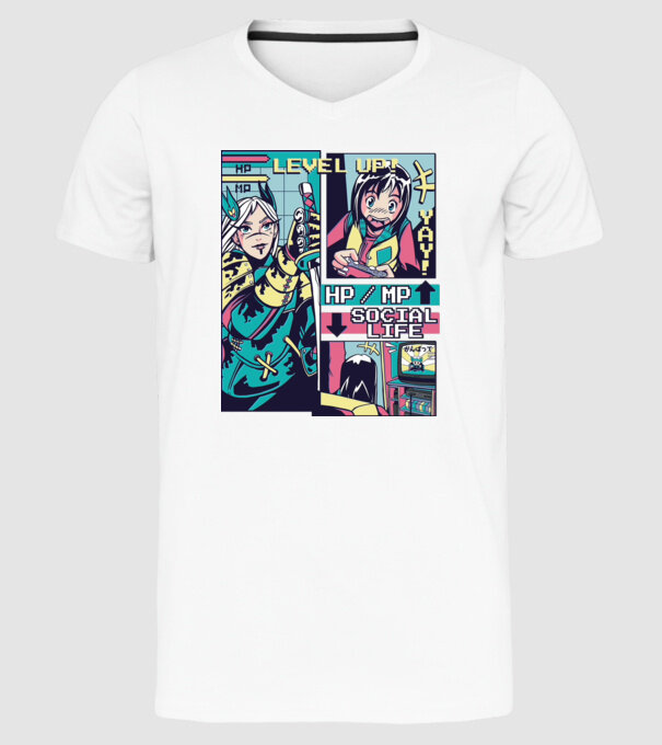 Anime Vaporwave benzi desenate model alb pe tricou