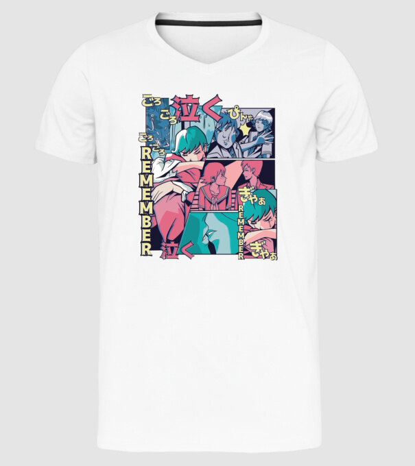 Anime Vaporwave benzi desenate model alb pe tricou