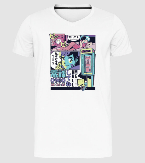Anime Vaporwave benzi desenate model alb pe tricou
