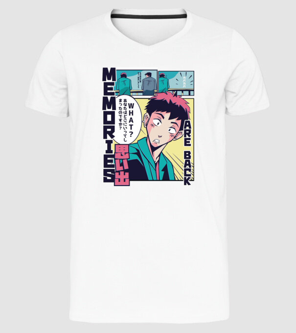Anime Vaporwave benzi desenate model alb pe tricou
