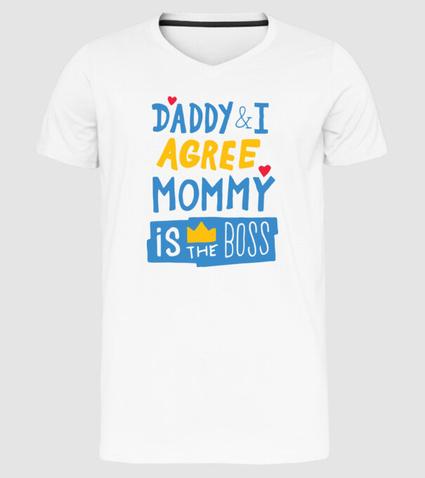 Mama e șefa model alb pe tricou