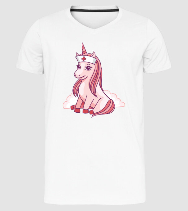 Îngrijitor unicorn model alb pe tricou