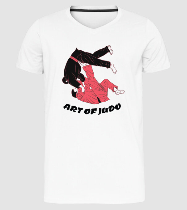 Art of Judo model alb pe tricou