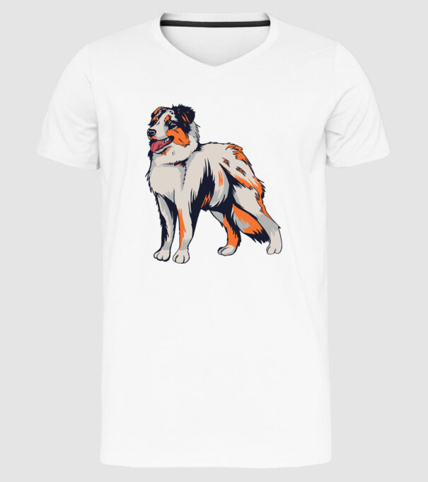 Câine ciobănesc Australian model alb pe tricou