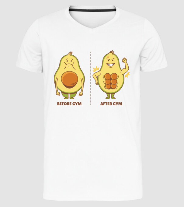 Antrenament Avocado model alb pe tricou