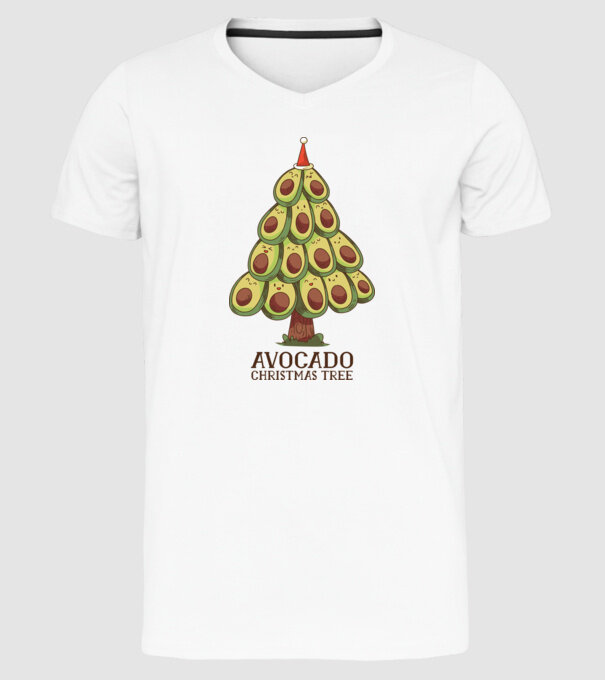 Pom de Crăciun Avocado model alb pe tricou