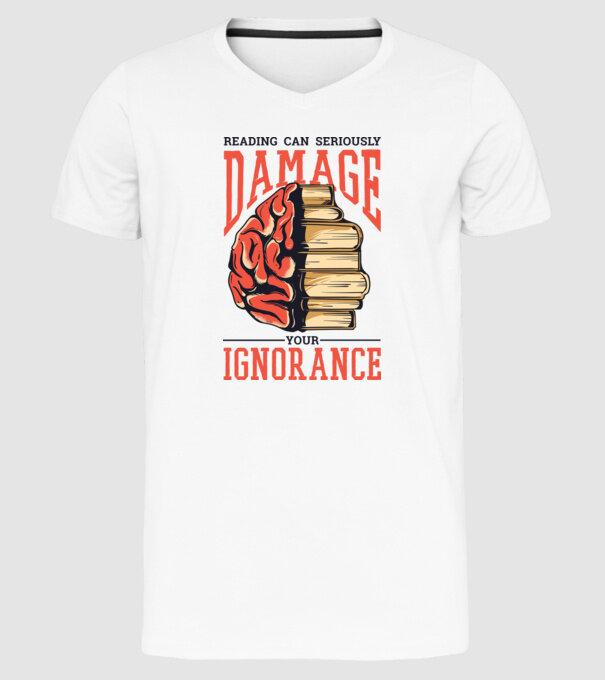 Cititul poate dăuna grav ignoranței tale model alb pe tricou