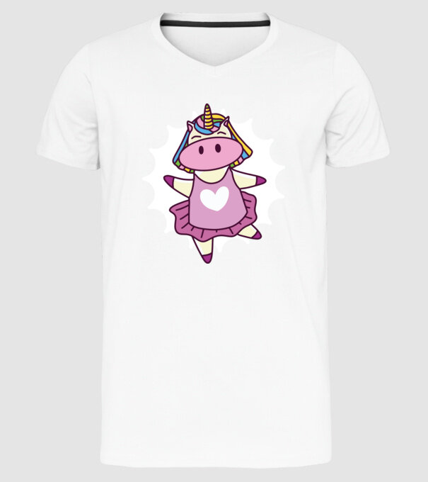 Unicorn dansator de balet model alb pe tricou