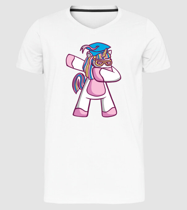 Unicorn Absolvent DAB model alb pe tricou