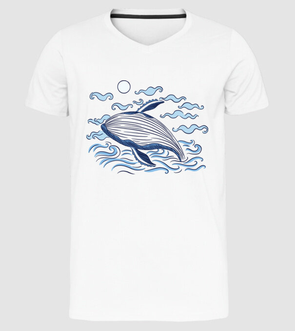 Balenă model alb pe tricou