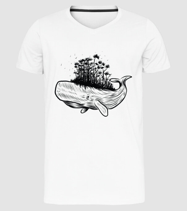 Balenă Natură model alb pe tricou