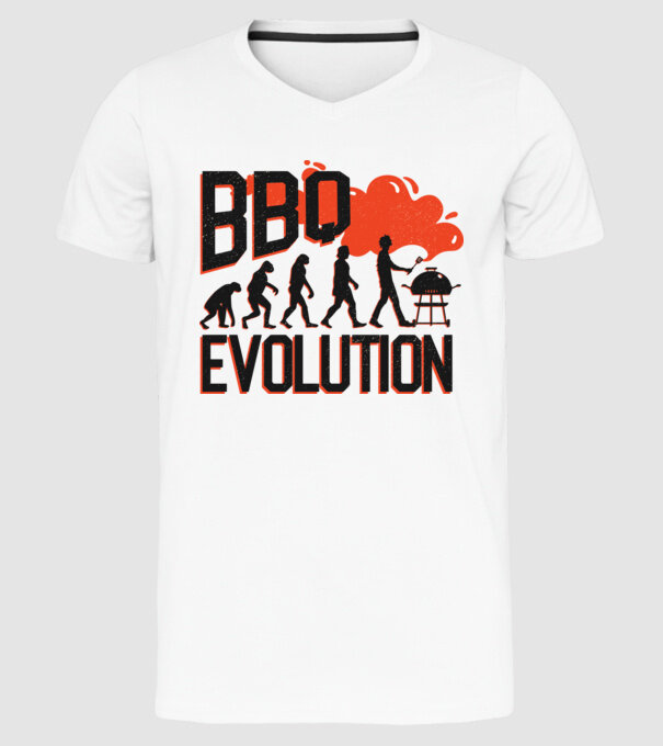 BBQ Evoluție Grătar model alb pe tricou